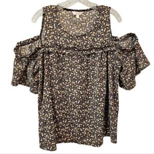 Lauren Conrad Ruffled Off The Shoulder Floral Print Top XXL